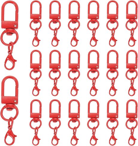 uxcell 20Pcs Metal Lobster Claw Clasps, Double Lanyard Clips, Swivel Clasp Snap Hooks for Jewelry Making, Keychains, Bags, DIY Crafts Findings, Red in Kuwait