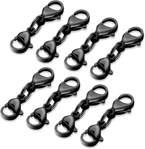8 Pcs Double Lobster Clasps Necklace Bracelet Clasp Connector Double Opening Jewelry Clasps for Jewelry Making, Black in Saudi Arabia
