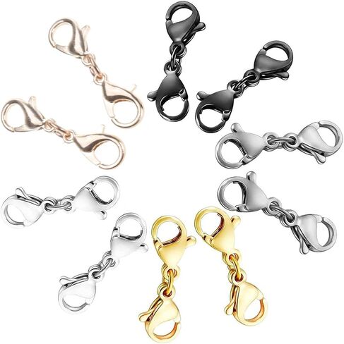 8 Pcs Double Lobster Clasps Necklace Bracelet Clasp Connector Double Opening Jewelry Clasps for Jewelry Making, Black in Saudi Arabia