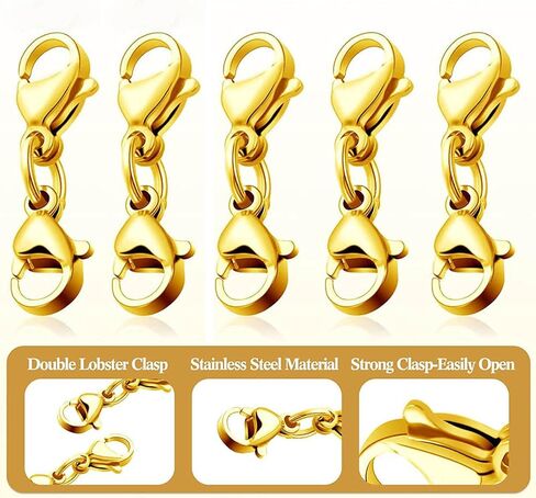 8 Pcs Double Lobster Clasps Necklace Bracelet Clasp Connector Double Opening Jewelry Clasps for Jewelry Making, Black in Saudi Arabia
