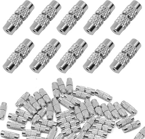 50PCS Brass Screw Twist Clasps for Jewelry Making, Barrel Clasp, Cord End Caps Jewelry End Tip Caps, Brass Barrel Tube Fastener Connector for DIY Bracelet and Necklace Making (Silver+Black) in Saudi Arabia