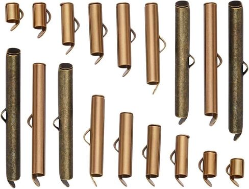WADORN 90 قطعة 9 مقاسات منزلق على نهاية المشبك، 6-40 مم أنبوب نحاسي كرة خرز منزلق تجعيد متعدد الخيوط قلادة سوار نهاية المشبك صنع المجوهرات DIY DIY صناعة الحرف اليدوية، ذهبي in Kuwait