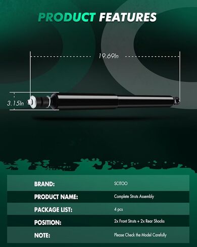 SCITOO الدعامات الأمامية والخلفية الكاملة لامتصاص الصدمات لتويوتا لتاكوما 2005-2015 دعامات استبدال السيارات 171371L 171371R 37280 - مجموعة من 4 in Kuwait