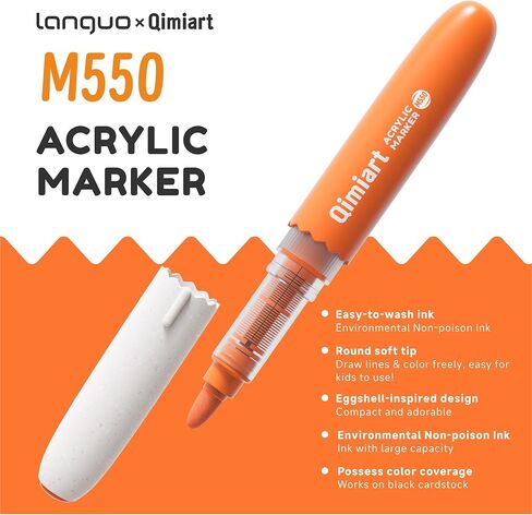 languo Washable Markers for Kids, 60 Colors Acrylic Paint Markers Set with Portable Marker Bag, Round Soft Tip, Direct Liquid Ink System & Easy-Grip Design, School Art Supplies for Boys & Girls in Saudi Arabia