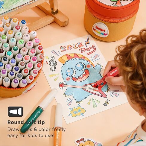 languo Washable Markers for Kids, 60 Colors Acrylic Paint Markers Set with Portable Marker Bag, Round Soft Tip, Direct Liquid Ink System & Easy-Grip Design, School Art Supplies for Boys & Girls in Saudi Arabia