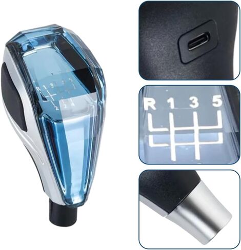 Riloer Touch-Activated Illuminated Crystal Gear Shift Knob, Compatible with Most Automatic Cars with Non-Button Shift Knobs (RGB Color) in Kuwait