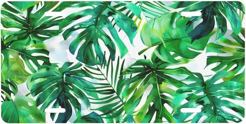 Watercolor Monstera deliciosa Front License Plate Funny Plate Cover Rust-Free Fade Resistant Aluminum Decorative Car License Plate for Women Men 6 X 12 Inch USA Made in Saudi Arabia