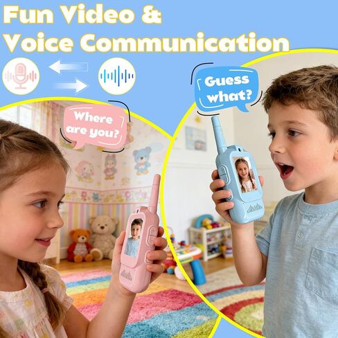 Video Walkie Talkies Gift Toys for Age 3-12 Boys Girls，Kids Walkie Talkie with Screen，Voice Changer and 1000 Feet Long Range 2 Pack Rechargeable Walkie-Talkie for Indoor Play, Camping, Hiking, Game in Saudi Arabia