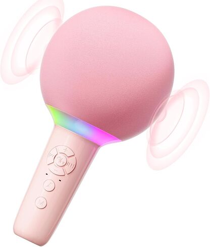 Wireless Bluetooth Karaoke Microphone for Kids, Portable Handheld Karaoke Mic Speaker Toys with LED Light, Best Christmas Birthday Festival Party Gift for 3 4 5 6 7 8 9+ Year Old Girls Boys (Beige) in Saudi Arabia
