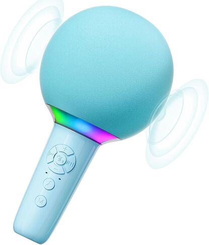 Wireless Bluetooth Karaoke Microphone for Kids, Portable Handheld Karaoke Mic Speaker Toys with LED Light, Best Christmas Birthday Festival Party Gift for 3 4 5 6 7 8 9+ Year Old Girls Boys (Beige) in Saudi Arabia