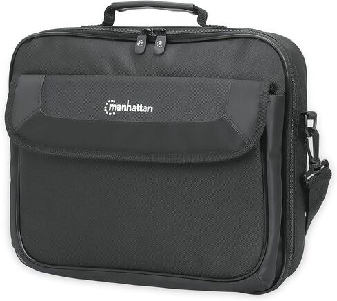 Manhattan Cambridge Laptop Bag 14.1, Clamshell Design, Black, Low, W128291746 (Clamshell Design, Black, Low Cost, Accessories Pocket, Document Compartment On Back, Shoulder Strap) in Kuwait