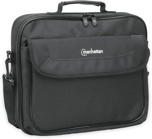 Manhattan Cambridge Laptop Bag 14.1, Clamshell Design, Black, Low, W128291746 (Clamshell Design, Black, Low Cost, Accessories Pocket, Document Compartment On Back, Shoulder Strap) in Kuwait