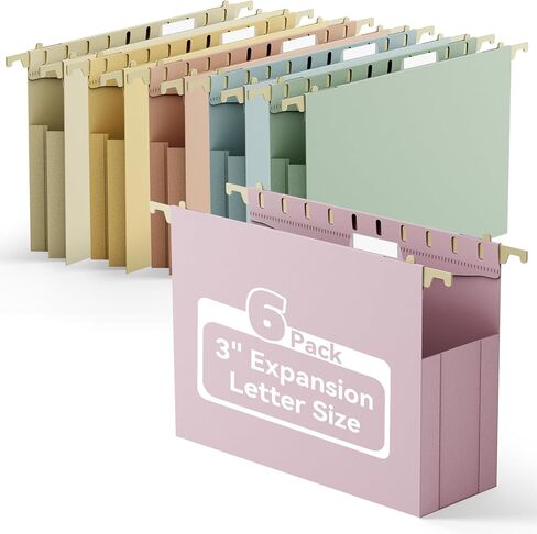 Ansook Hanging File Folders Letter Size,6 Pack Extra Capacity Filing Cabinet Folders,Heavy Duty 3" File Folders Hanging with Tabs,Hnging File Folder Organizer for File Frame File Storage Box in Saudi Arabia