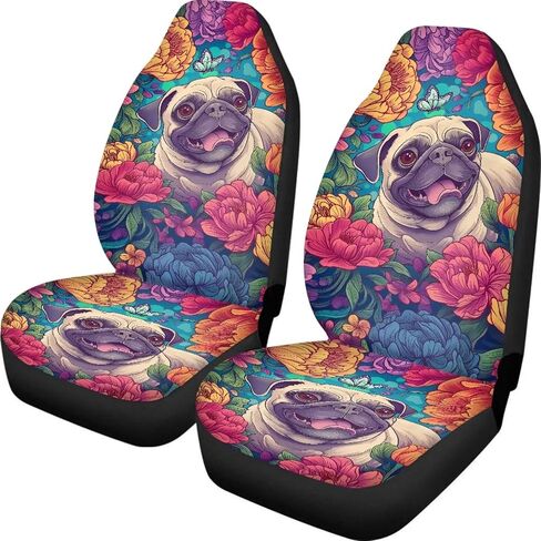 Poceacles Hippie Flower Lotus Blue Universal Car Seat Covers for Car Truck Sedan SUV 2 Pack Automotive Front Seat Covers Breathable Bucket Seat Cover, Protective Car Accessories Interior in Kuwait