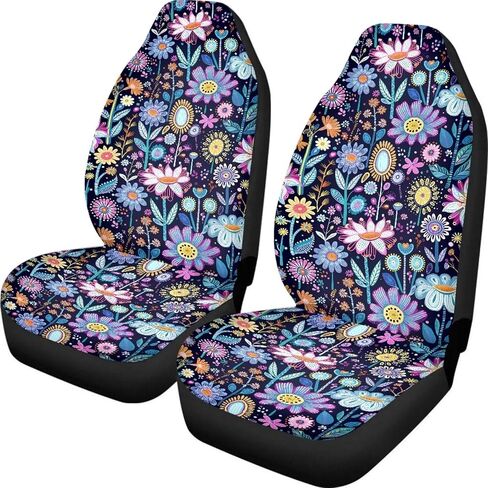 Poceacles Hippie Flower Lotus Blue Universal Car Seat Covers for Car Truck Sedan SUV 2 Pack Automotive Front Seat Covers Breathable Bucket Seat Cover, Protective Car Accessories Interior in Kuwait