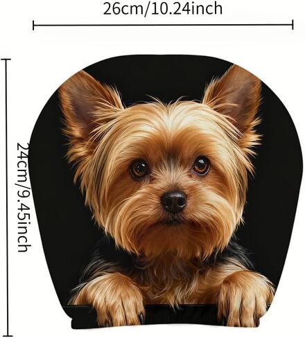 2pcs Yorkshire Terrier Dog Print Car Headrest Covers - Fun Canine Design Seat Protectors for Auto Interiors - Elastic Universal Fit - Washable Accessories for Daily Commuting and Road Trips in Kuwait