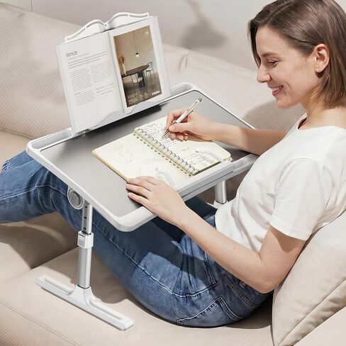 Book Stand for Reading Hands Free in Bed,Adjustable Height Book Holder with Page Paper Clips,Car Rear Seat Sofa Couch Laptop Desk Tray Stand for Adult Kids Eating Breakfast,Writing,Reading in Saudi Arabia