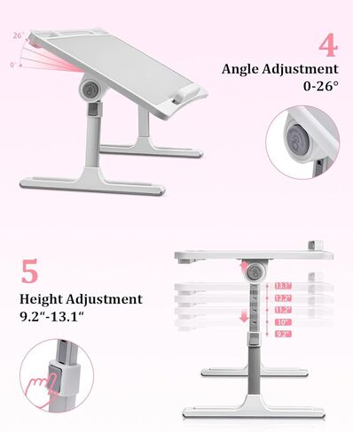 Book Stand for Reading Hands Free in Bed,Adjustable Height Book Holder with Page Paper Clips,Car Rear Seat Sofa Couch Laptop Desk Tray Stand for Adult Kids Eating Breakfast,Writing,Reading in Saudi Arabia