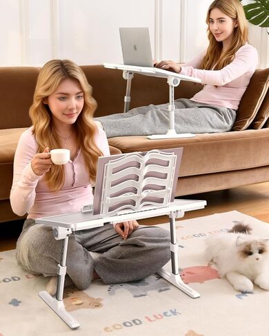 Book Stand for Reading Hands Free in Bed,Adjustable Height Book Holder with Page Paper Clips,Car Rear Seat Sofa Couch Laptop Desk Tray Stand for Adult Kids Eating Breakfast,Writing,Reading in Saudi Arabia