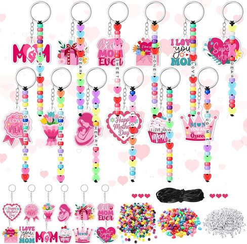 Tondiamo 36 Set Father's Day Keychain Craft Kits DIY Fathers Day Bead Keychain Making Kits Craft for Dad Letter Colored Beads Strings Acrylic Keyrings for Father Birthday Gifts Activities in Kuwait