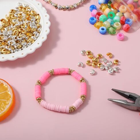 200 قطعة 4 مم تجعيد عقدة أغطية معدنية نصف دائرية مفتوحة تجعيد الخرز عقدة أغطية قبعات مجوهرات تجعيد غطاء للوازم الحرفية DIY صنع المجوهرات الإكسسوارات، ذهبي وفضي in Kuwait