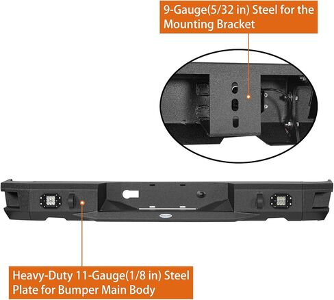 Hooke Road 09-18 Ram 1500 Rear Bumper for 2009-2018 Dodge Ram 1500 & 2019-2024 Ram 1500 Classic, Back Step Offroad Bumper with LED Lights & D-ring Mounts in Kuwait