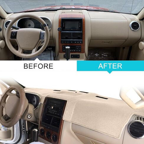Dashboard Cover Custom Fit for Ford Explorer/Explorer Sport Trac/Mercury Mountaineer 2006-2010 Dash Cover Mat Pad Carpet Protector(Beige) in Saudi Arabia