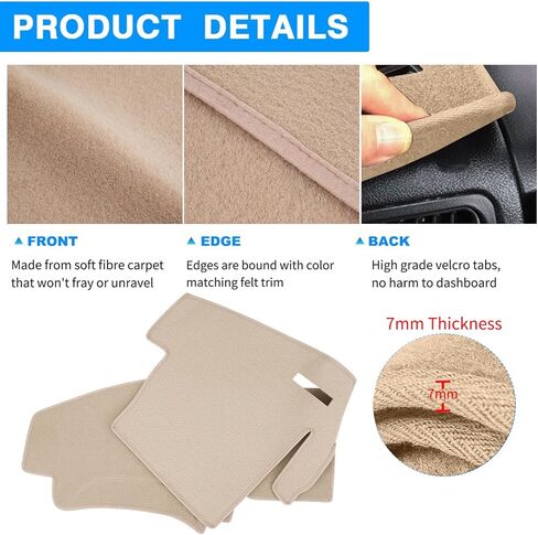 Dashboard Cover Custom Fit for Ford Explorer/Explorer Sport Trac/Mercury Mountaineer 2006-2010 Dash Cover Mat Pad Carpet Protector(Beige) in Saudi Arabia