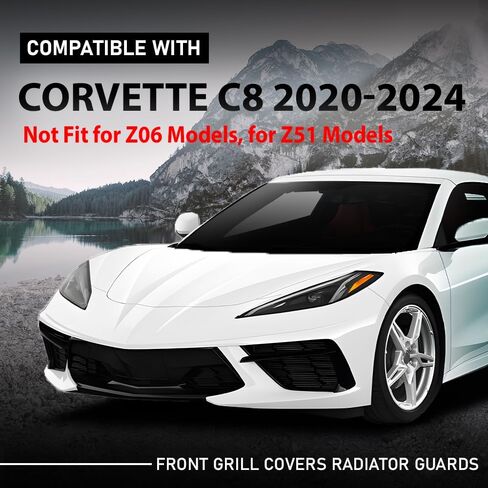 أغطية الشواية الأمامية واقي الرادياتير باللون الأسود متوافق مع Chevy Corvette C8 2020-2024، غير مناسب لموديلات Z06، لموديلات Z51 in Kuwait