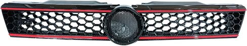 PartsFlow Hex Mesh Front Grille - Carbon Fiber Print W/Red Trim For 2011 2012 2013 2014 VW Jetta/MK6/Sedan 5C6853653A in Kuwait