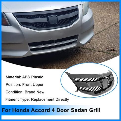 Front Bumper Grille For 2011 2012 Honda Accord 4 Door Sedan Black Mesh Grill in Saudi Arabia