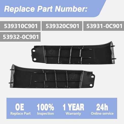1 Pair Headlight Filler Trim Panels Fits for 2007-2013 Toyota Tundra 2008-2017 Toyota Sequoia Front Bumper Grille Left & Right #OE 539320C901 53931-0C901 53932-0C901 539310C901 (No Water Nozzle Hole) in Kuwait