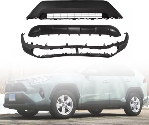 شبكة المصد الأمامي MGWILL شبكة سفلية ولوحة الستارة ولوحة انزلاقية متوافقة مع 2019 2020 2021 2022 Toyota RAV4 أسود 3 قطع in Kuwait