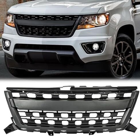 Front Grille Compatible with 2016 2017 2018 2019 2020 Colorado Replacement Front Bumper Grill, Black Letters with 4 LED Amber Ligths in Kuwait