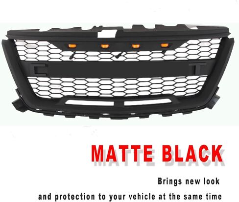 Front Grille Compatible with 2016 2017 2018 2019 2020 Colorado Replacement Front Bumper Grill, Black Letters with 4 LED Amber Ligths in Kuwait