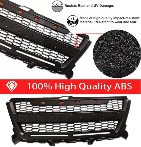 Front Grille Compatible with 2016 2017 2018 2019 2020 Colorado Replacement Front Bumper Grill, Black Letters with 4 LED Amber Ligths in Kuwait