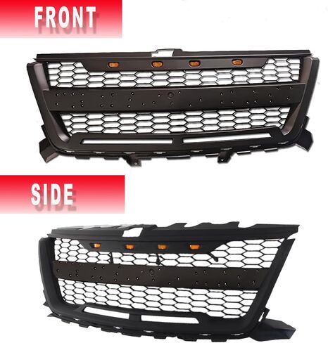 Front Grille Compatible with 2016 2017 2018 2019 2020 Colorado Replacement Front Bumper Grill, Black Letters with 4 LED Amber Ligths in Kuwait