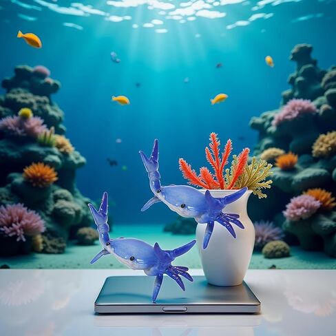 2Pcs Dark Blue Creative Crab Pen Holder Weightlifting Crabs Pen Stand Storage Rack, Office Desktop Decoration, Pencil Holders Desk Supplies Desk Accessories and Workspace Organizers in Saudi Arabia