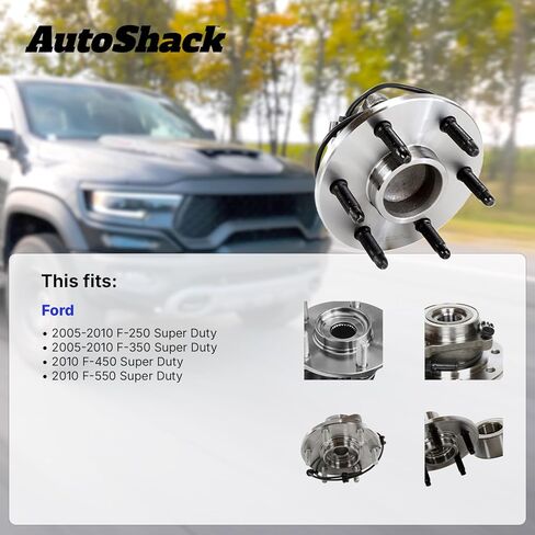 مجموعات محمل محور العجلة الأمامية من AutoShack - جانب السائق والراكب لسيارة Ford، F-250 Super Duty 2005-2010 F-350 Super Duty 2005-2010، 4WD V8 5.4L 6.0L 6.4L V10 6.8L - 8 عروة، مع ABS in Kuwait