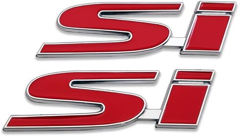 2Pcs Si Logo Emblem 3D Fender Badge Metal Sticker Racing Sport Turbo Decal Car Trunk Replacement for Universal Vehicle, Car, SUV, Truck (Chrome Red) in Saudi Arabia