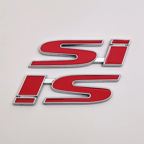 قطعتان من شعار Si Logo Emblem 3D Fender Badge ملصق معدني لسباقات السيارات الرياضية Turbo ملصق بديل لصندوق السيارة للسيارات العالمية والسيارات وسيارات الدفع الرباعي والشاحنات (الكروم الأحمر) in Kuwait