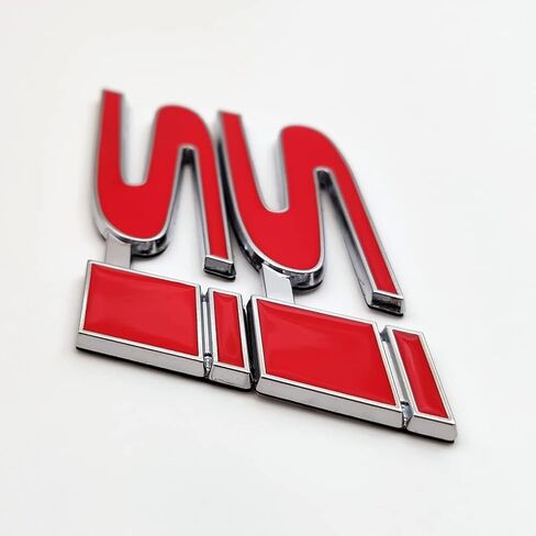 قطعتان من شعار Si Logo Emblem 3D Fender Badge ملصق معدني لسباقات السيارات الرياضية Turbo ملصق بديل لصندوق السيارة للسيارات العالمية والسيارات وسيارات الدفع الرباعي والشاحنات (الكروم الأحمر) in Kuwait