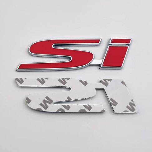قطعتان من شعار Si Logo Emblem 3D Fender Badge ملصق معدني لسباقات السيارات الرياضية Turbo ملصق بديل لصندوق السيارة للسيارات العالمية والسيارات وسيارات الدفع الرباعي والشاحنات (الكروم الأحمر) in Kuwait