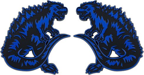 Kaiju Dinosaur Car Emblem 3D Monster Badge - Custom Exterior Automotive Emblem for Car Truck SUV Hood Trunk Fender (Set of 2) (Chrome) in Saudi Arabia