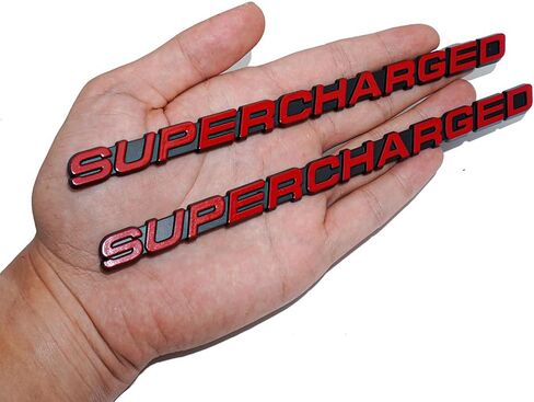 2Pc Supercharged Emblem 3D Letter Sticker Decal Nameplate Badge Logo fits Universal (Red) in Saudi Arabia