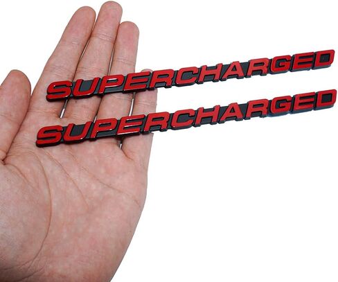 2Pc Supercharged Emblem 3D Letter Sticker Decal Nameplate Badge Logo fits Universal (Red) in Saudi Arabia