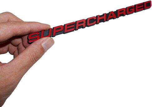 2Pc Supercharged Emblem 3D Letter Sticker Decal Nameplate Badge Logo fits Universal (Red) in Saudi Arabia