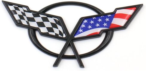 1pcs Front & Rear Crossed Flags Emblems Car Badge Replacement Compatible with 1997-2004 Corvette C5 (Black) in Saudi Arabia