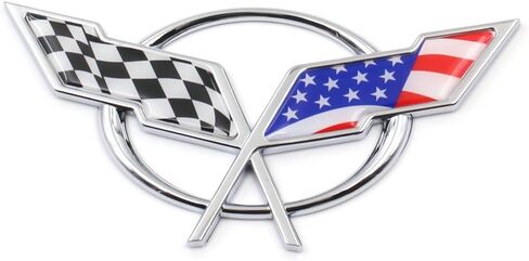1pcs Front & Rear Crossed Flags Emblems Car Badge Replacement Compatible with 1997-2004 Corvette C5 (Black) in Saudi Arabia