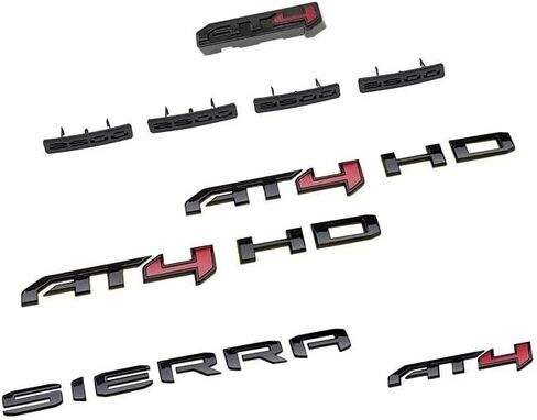 Kit 2500HD 3500HD AT4 Emblem 3D Badges Letter Nameplate Replacement for 2024-2026 GMC Sierra 86591513 (Glossy Black) in Saudi Arabia